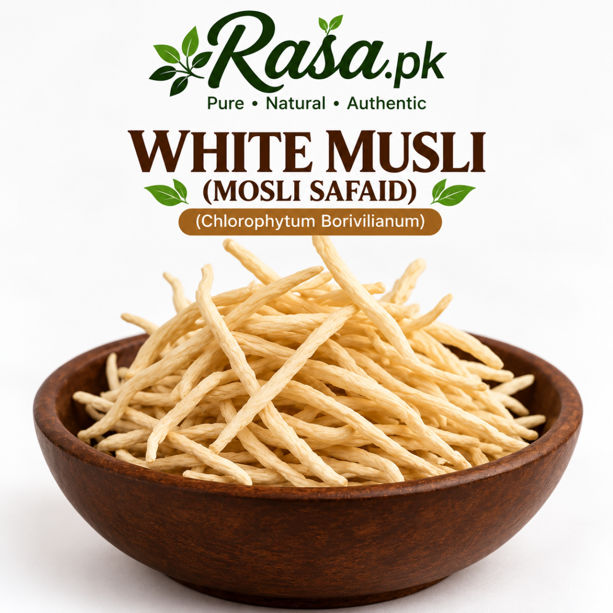White Musli (Mosli Safaid) 🌿 Organic  – Chlorophytum borivilianum - Best and Pure Organic Premium Botanical Roots | Traditional Plant Heritage | Rasa.pk - Image 2